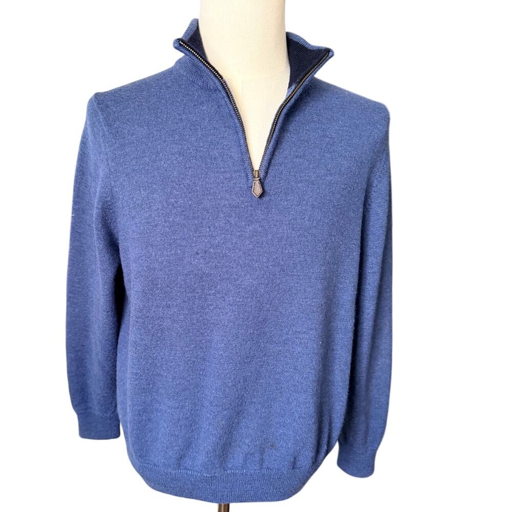 Brooks Brothers Blue Zip Up Sweater